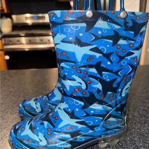 Toddler Boys Blue Shark Pattern Kids Rain Boots
